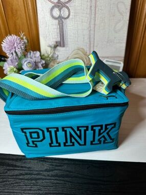 Victoria's Secret PINK Teal Crossbody Bag with Multicolor Strap